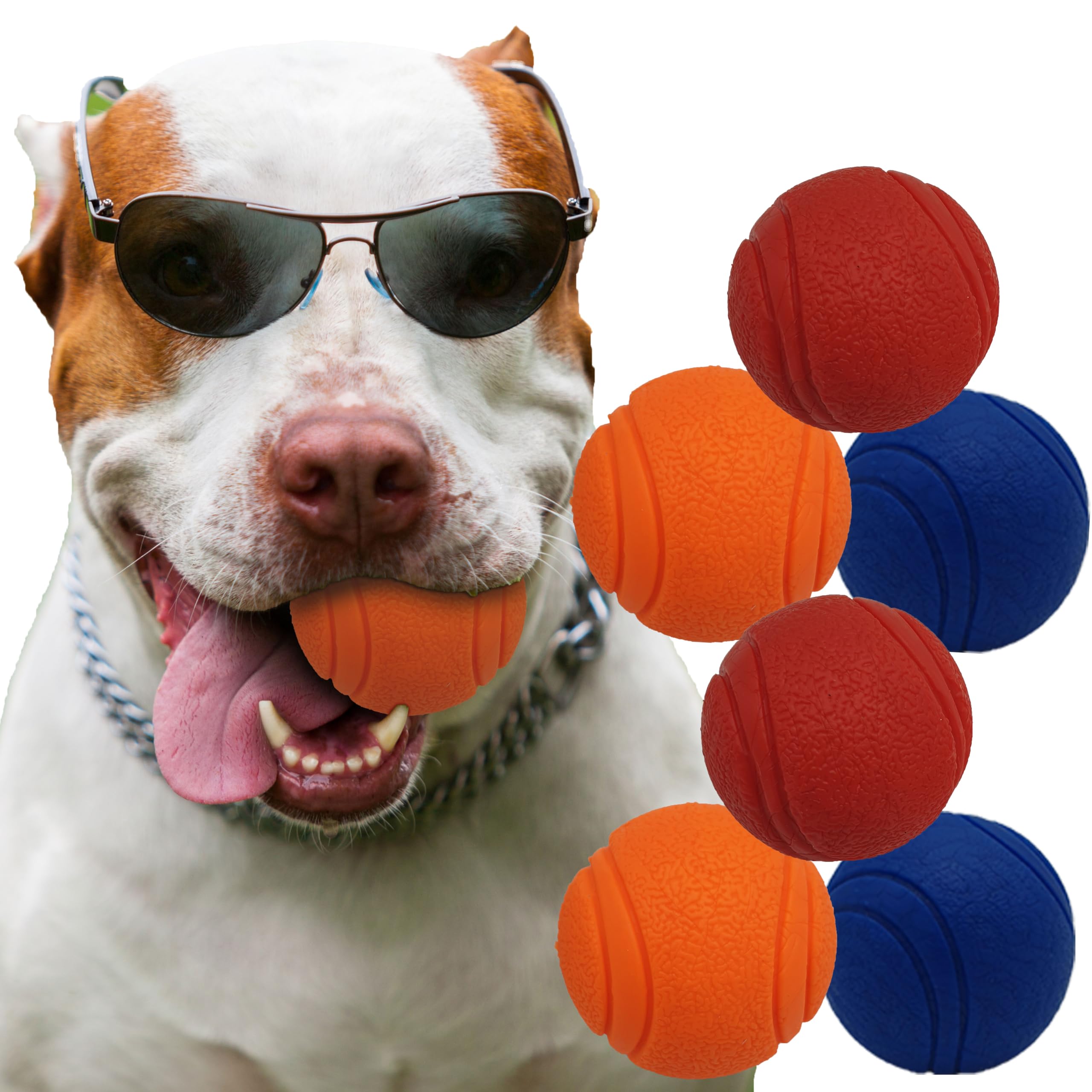 Pet Touch 6 X 6cm Solid Core Rubber Ball HIGH BOUNCING Dog Toys Indestructible Virtually Tough Dog Toys Interactive Dog Toys Strong Rubber Balls for dogs (Medium(60mm), 6 Balls)