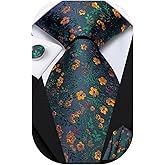 Dubulle Ties for Men Silk Mens Paisley Floral Striped Necktie and Handkerchief Cufflinks Wedding