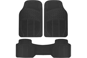 BDK ProLiner Floor Mats for Cars Trucks SUV, 3-Piece All-Weather Car Mats with Universal Fit Design, Durable Car Floor Mats with Capture Ridges, Waterproof Rubber Floor Mats for Cars (Black)