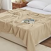 Love's cabin 6 Layer 100% Cotton Muslin Blanket, 90"x90" Muslin Blanket Queen for Couch Bed, Lightweight and Breathable Cotton Gauze for Adult, Khaki