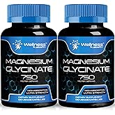 Magnesium Glycinate Capsules - 750mg | 120 Count, Magnesium Supplement for Women and Men - Pure Complex Glicinato De Magnesio, High Absorption, Heart Health, Sleep Supplement - 2 Packs