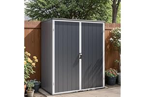 Patiowell Plastic Outdoor Storage Shed, 5 x 3 FT Patio Outdoor Storage Cabinet with Stable Roof & Lockable Doors, Waterproof Resin Shed for Tools, Patio Furnitrue Accessories, Dark Gray