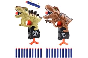 Happitry Dinosaur Blaster Gun Toys for Boys 3 4 5 6 Year Old, Small Dino Foam Guns for Toddlers Age 3-5, Cool Toddler Toy Gun Gifts for Little Kids Birthday or Christmas, 2 Pack T-rex & Stegosaurus
