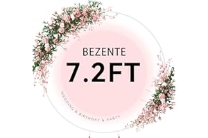 Bezente 7.2ft Round Backdrop Stand, White Metal Balloon Arch Stand, Stable Wedding Arch Circle Backdrop Stand Frame for Wedding Birthday Baby Shower Party Decoration