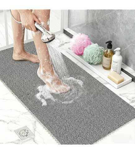 MACUNIN Tapis de douche antidérapant : 80x100cm Tapis de baignoire extra large avec trous d'évacuation, tapis