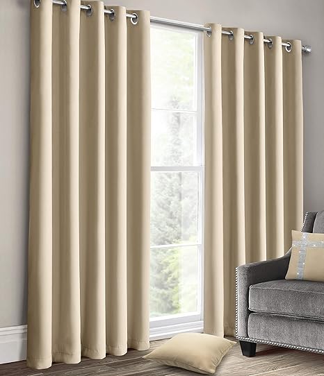 Velosso Plain Blackout Curtains Ring Top Thermal Insulated Eyelet