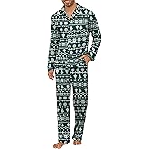 Andeip Men's Pajama Set Waffle Knit Lounge Pjs Set Long Sleeve Top and Pants Sleepwear 2 Piece Button Down Loungewear