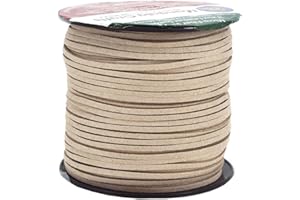 Mandala Crafts 100 Yards 2.65mm Khaki Faux Suede Cord - Flat Vegan Leather Cord for Jewelry Making Beading - Leather String Cord Leather Lace for Necklace Bracelet