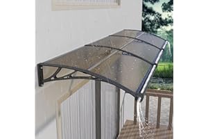 NEBAIKA 40 * 120" Window Door Awning Exterior with Large Drainage Gutter, UV/Rain/Snow Protection Polycarbonate Hollow Sheet Overhang Canopy, Outdoor Awnings for Door Entrance Patio/Porch/Deck Brown