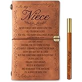 InnoBeta Niece Gifts from Auntie: Journal Notebook with Pen, Birthday Gift, Refillable Sketchbook, Travel Diary, Lined Planner, 7x5 Inches, Brown
