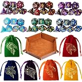 DND Dice Set 42 Pcs Polyhedral Dungeons and Dragons Rolling Dice for D&amp;D RPG MTG Table Games Dice Bulk with Colorful Drawstring Bags and Dice Tray (Star-Tray)