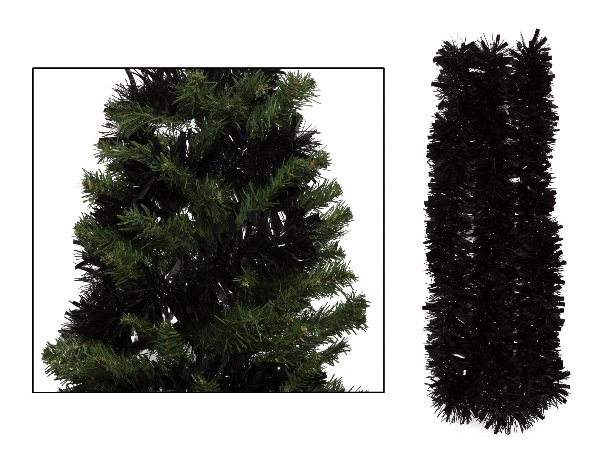 Simply Products 4M Chunky/Fine Cut Christmas Tinsel Garland Decoration (Black)