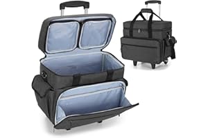 Teamoy Rolling Teacher Bag with 15.6 Inch Laptop Compartment, Teacher Tote Bag with Detachable Wheels, Multi-Functional Rolli