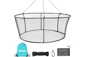 TACKLURENET Foldable Crab and Bait Net,Portable Bridge Pier Net, Foldable Crawfish Net with Soft Steel Hoop Rope for Minnows, Shrimp, Crab