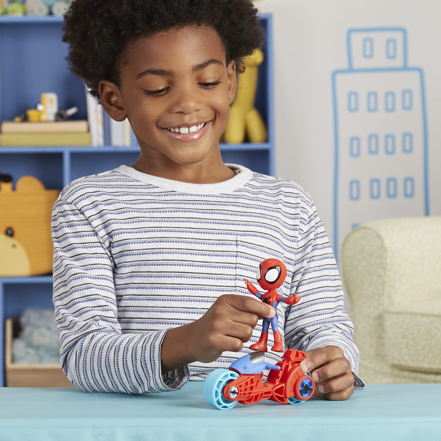 Hasbro Marvel Spidey and His Amazing Friends, Spidey Action Figure with Toy Motorcycle, Preschool Toys for 3 Year Old Boys and Girls and Up