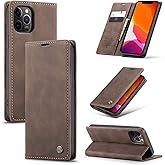 Cracedily for iPhone 12 Pro Max Case, Flip Wallet Leather Case with Card Holder Magnetic Closure Shockproof Kickstand Protective Phone Cases Cover for iPhone 12 Pro Max, Coffee