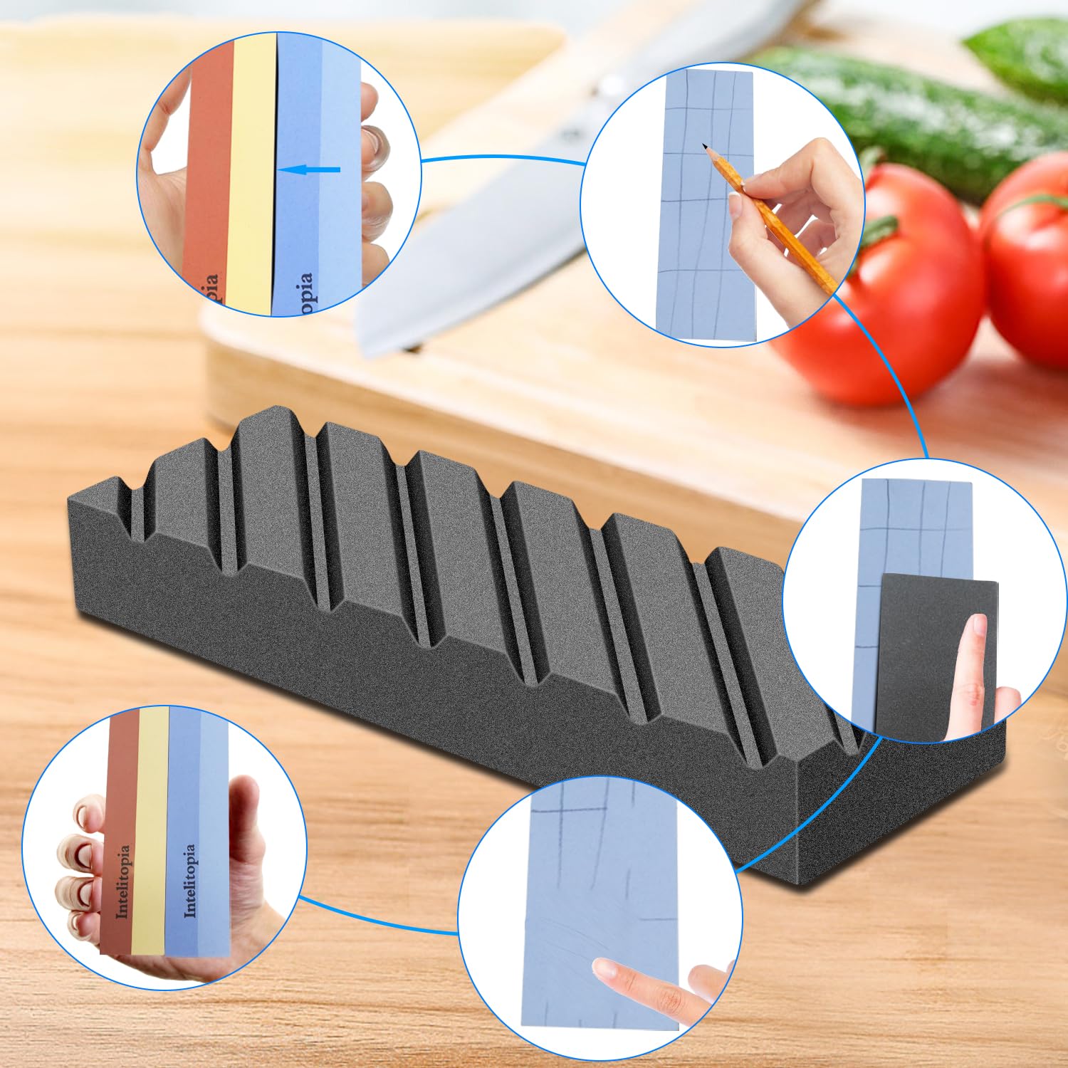 Intelitopia Complete Knife Sharpening Stone Set Dual Grit Whetstone