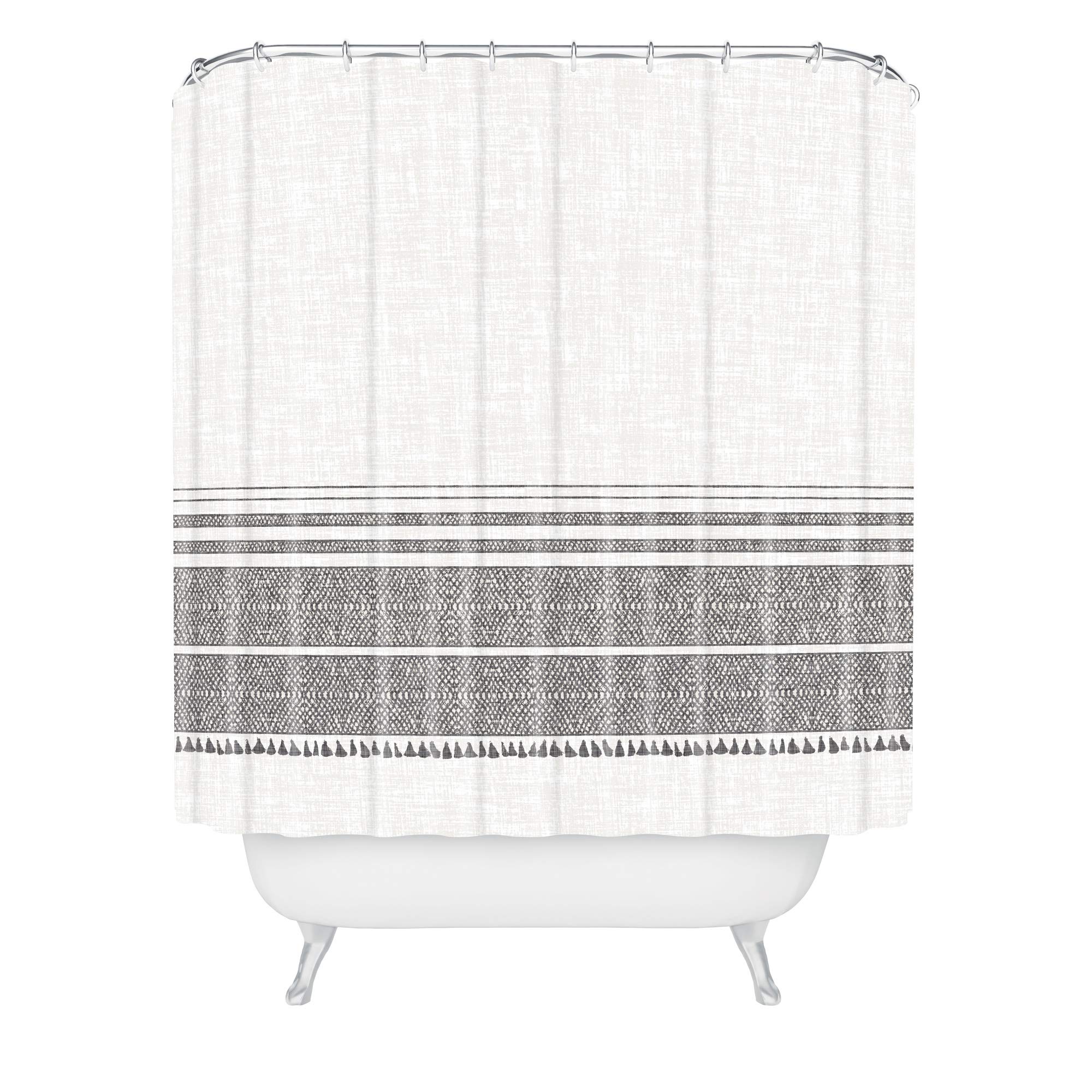 Deny Designs Holli Zollinger French Linen Charcoal Tassel Shower Curtain, 72" x 69", Grey