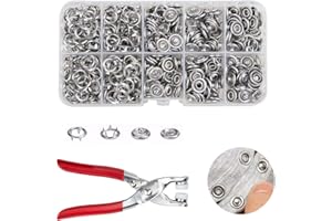 IMNTHO 100 Sets Metal Snap Buttons Kit with Fastener Pliers Press Tool - 400 PCS 9.5mm Snap Fasteners for DIY Crafts, Clothing, Hats, Sewing, and Fabric Projects