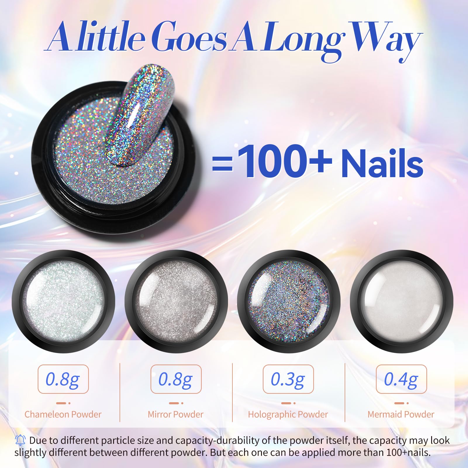BORN PRETTY Chrome Nail Powder,White Pearl Metallic Mirror Holographic Chrome Powder for Nails,Pearl Glitter Pigment Dust Kit Nail Art Decoration Sets - Image 6