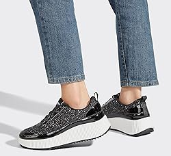 LUCKY STEP Women's Platform Sneakers Rhinestone