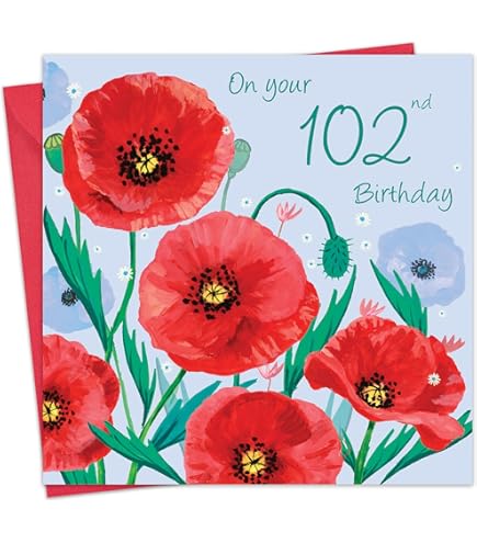NobleWorks 102nd Birthday Card - Floral Milestone Birthday Greeting Card With Envelope