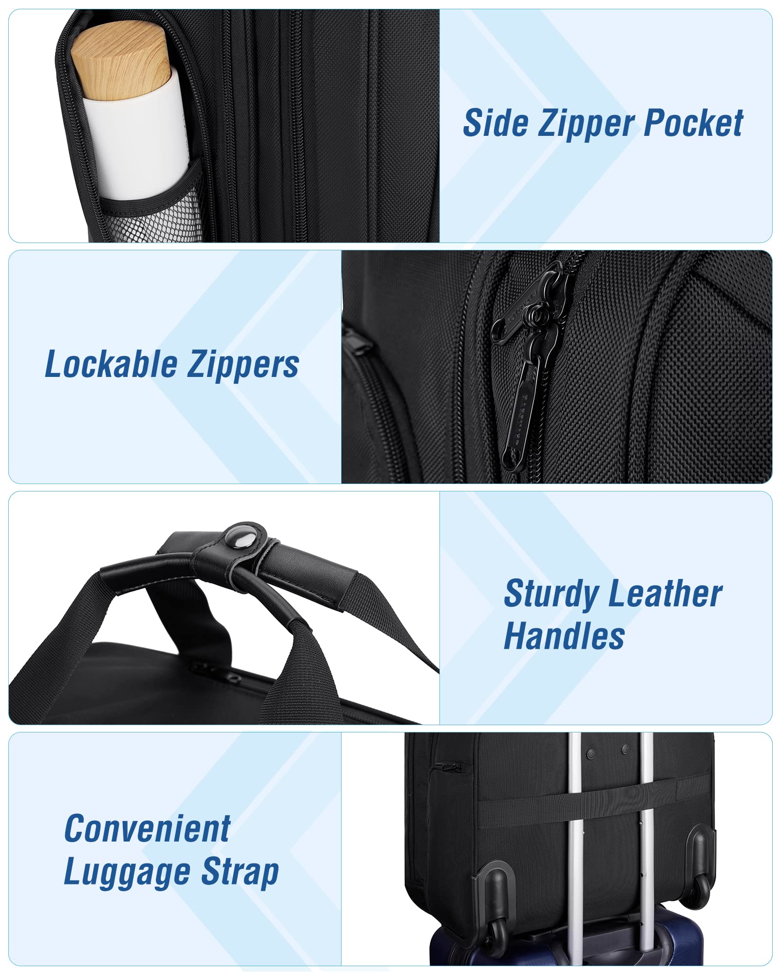 BAGSMART 17.3 Inch Rolling Laptop Briefcase with Wheels, Large Unisex Computer Bag for Business Travel, Black