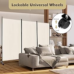 Giantex 3 Panel Folding Room Divider with Rollers