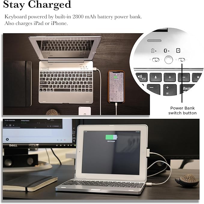 Ipad 2 3 4 Hoes Met Toetsenbord Cooper Kai Skel P1 Bluetooth Draadloos Toetsenbord Draagbaar Laptop Macbook Klapbehuizing Hoes Oplaadbare Batterij Powerbank Zilver Amazon Nl