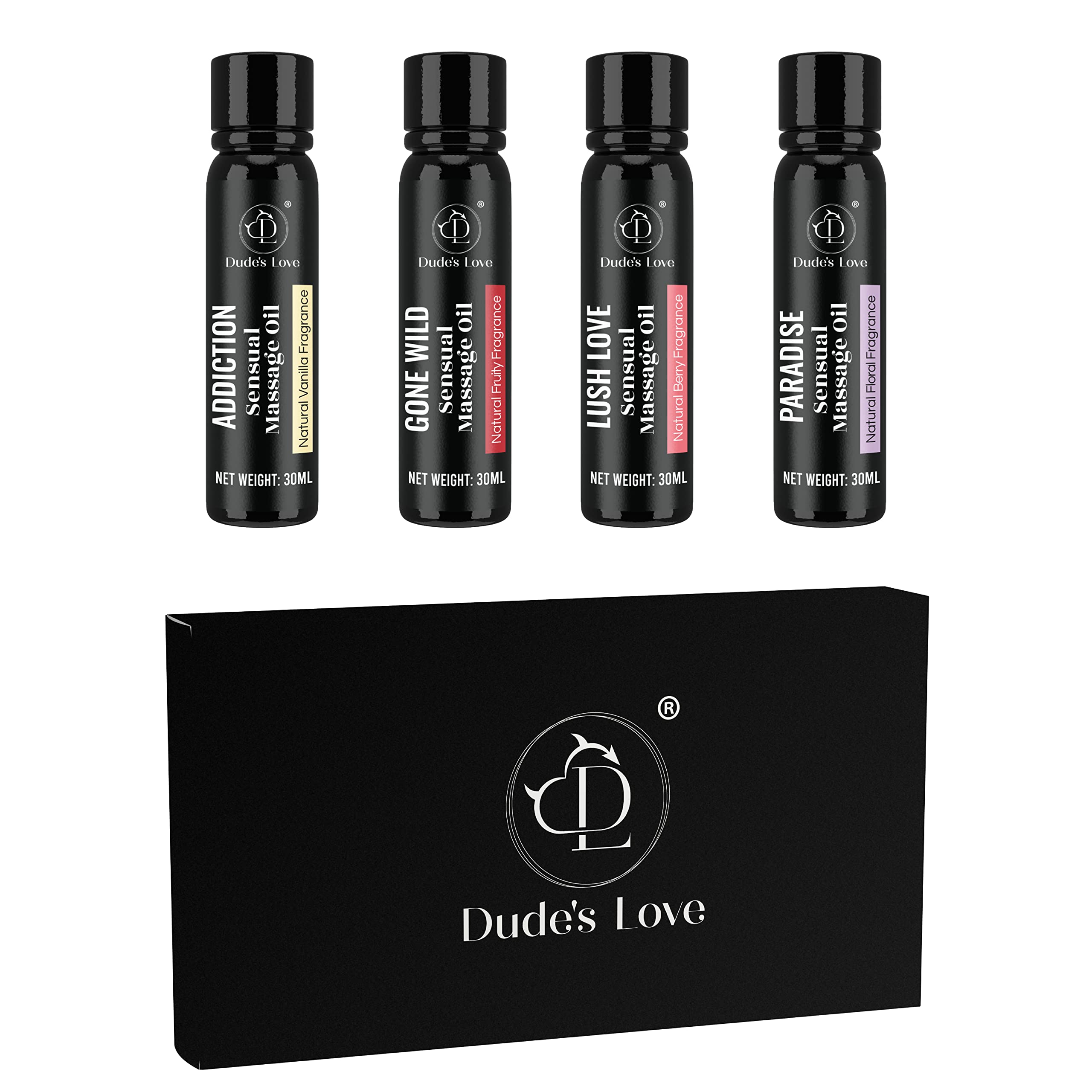 Pack of 4 - Relaxing Aromatic Edible Full Body Massage Oil - Gift Set | Trial Pack Massage Oil with Essential Oils - 120 ML