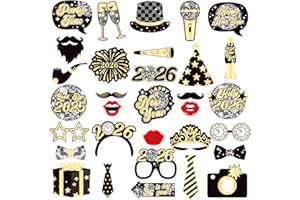YQUQWN, Disco New Years Eve Photo Booth Props 2026 - Pack of 32, Disco Photo Booth Props, Happy New Years Decorations 2026, New Years Eve Party Supplies 2026