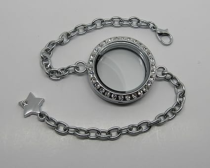 Amazoncom Floating Charm Bracelet Crystal Round Locket And