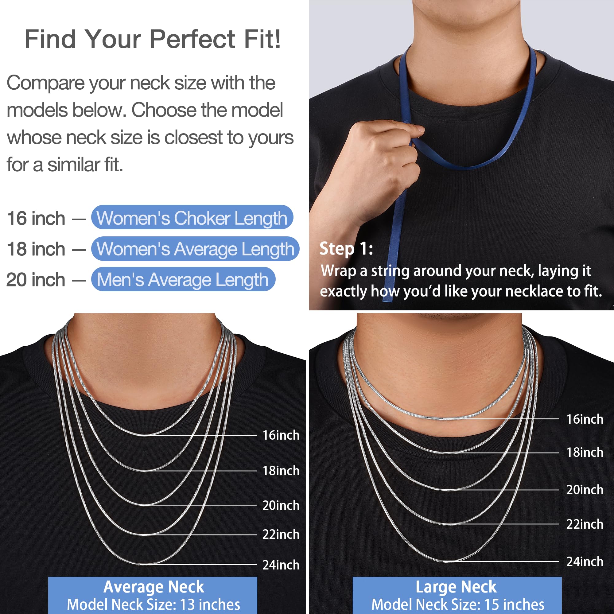 Condition photo showing New/Like New for jewlpire 1.5mm 2mm 2.5mm snake chain 18k gold plated 925 sterling silver chain necklace for women, smooth sturdy hypoallergenic, 16 18 20 22 24 inch 2.5mm silver 24 inches