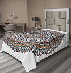 Ambesonne Mandala Flat Sheet, Vintage Moroccan