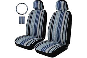 ENOGE Baja Saddle Blanket Seat Covers Breathable Boho Car Seat Covers Front Seats Universal Fit for Cars SUV Truck Vans (Baja Blue, Front Pair)