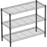 Guan River 3-Shelf Adjustable Metal Shelf Wire Shelving Unit Storage Rack Display Shelf for Office,Kitchen,Bedroom,Bathroom,Laundry,Pantry Basement,Garage(Black,36" L x 14" W x 30" H)
