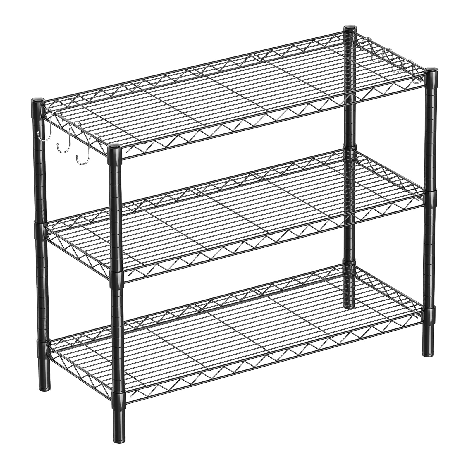 Photo 1 of ***Factory seal***

Guan River 3-Shelf Adjustable Metal Shelf Wire Shelving Unit Storage Rack Display Shelf for Office,Kitchen,Bedroom,Bathroom,Laundry,Pantry Basement,Garage(Black,36" L x 14" W x 30" H)
