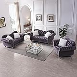 ERYE 3 Pieces Luxury Chesterfield Sofa Sets Velvet