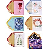 Papyrus All Holiday Card Assortment with Decorative Box, 6-Count (Valentine's Day, Mother's Day, Father's Day, Thanksgiving, Halloween, Christmas)