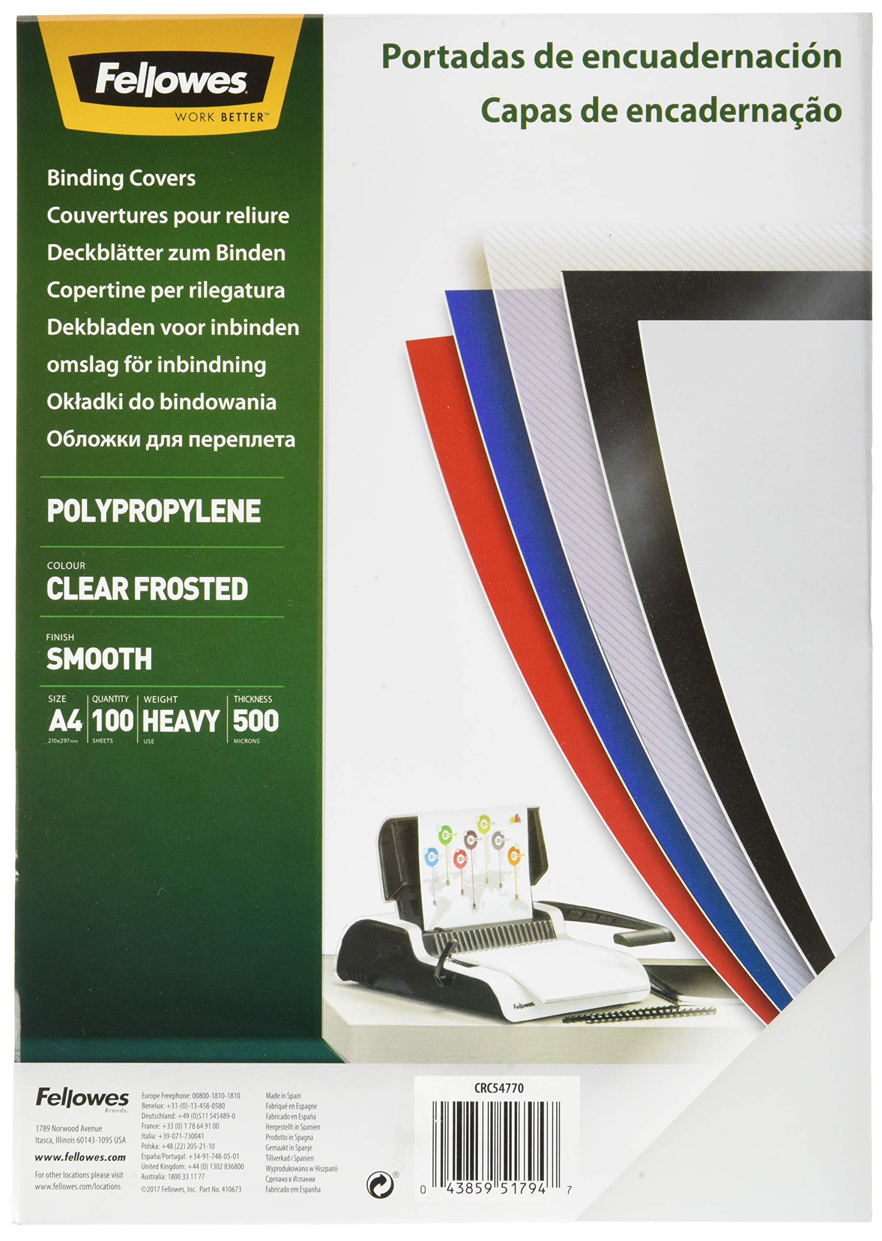Fellowes 936634 - Polypropylen Front Page 100 units, Translucent