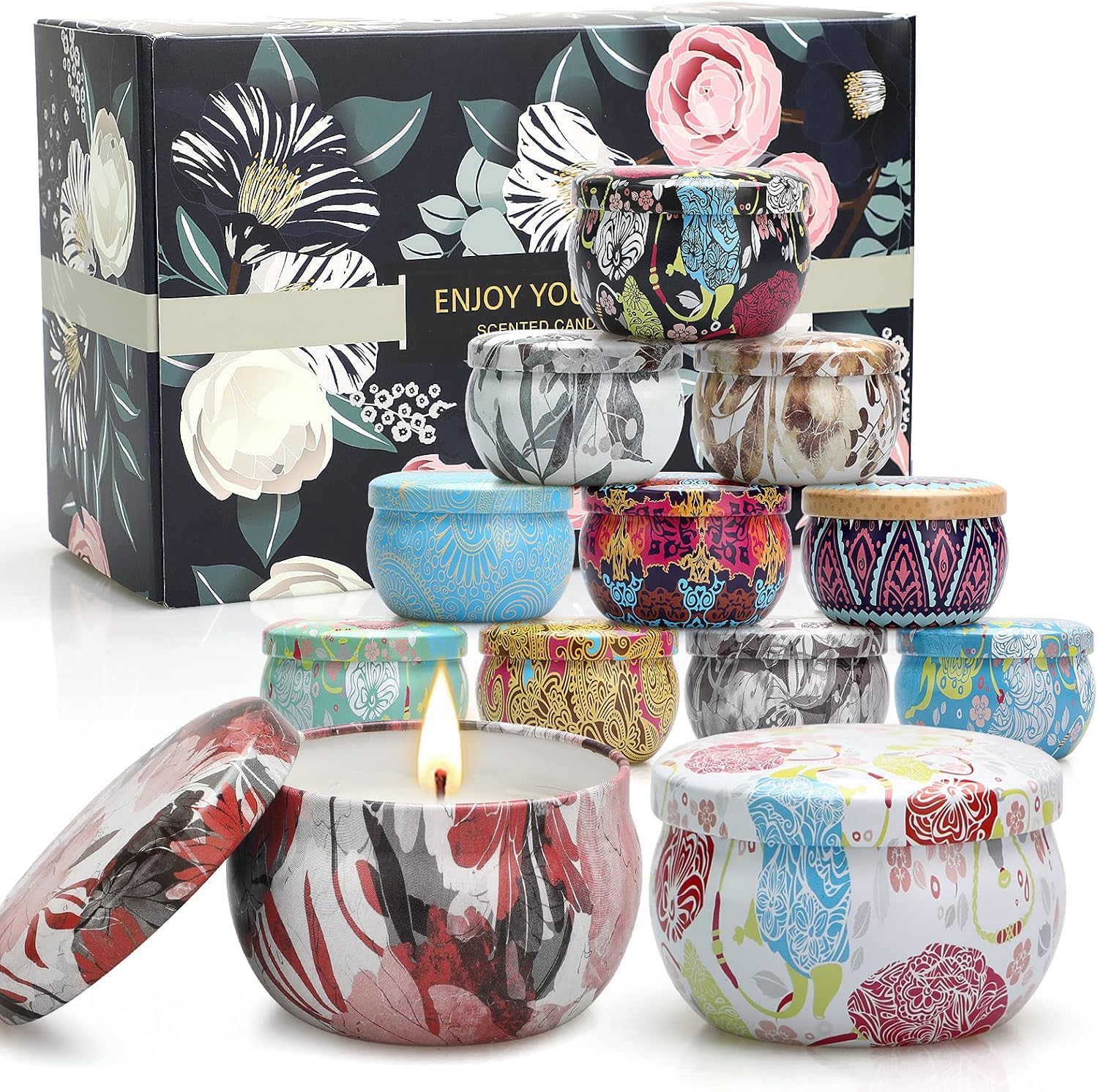 12 Pack Candles Gifts for Women, Scented Candles Gift Set, Aromatherapy Candles and Real Soy Wax Portable Travel Tin Candle Set for Birthday Bath Yoga Presents for Her Mother's Day Valentine's Day