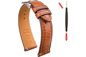 Gomvadr Italian Leather Watch Band Tuscany Natural Vegetable-Tanned Top Grain Genuine Leather Strap,18mm 19mm 20mm 21mm 22mm XL XXL Quick Release Replacement Watch Bands for Men and Women Thick and Soft