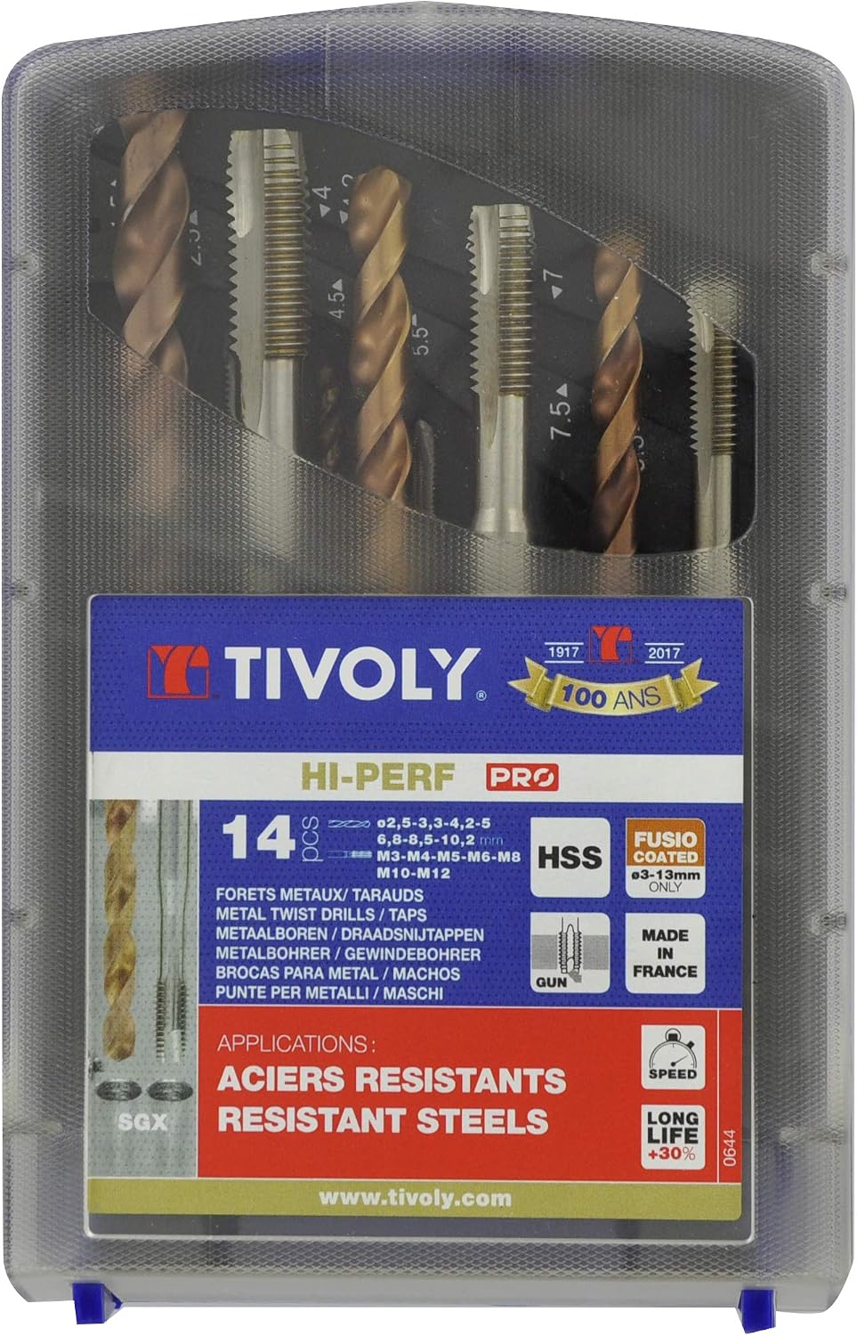 TIVOLY, Set of taps + HSS Fusio Coated Drills