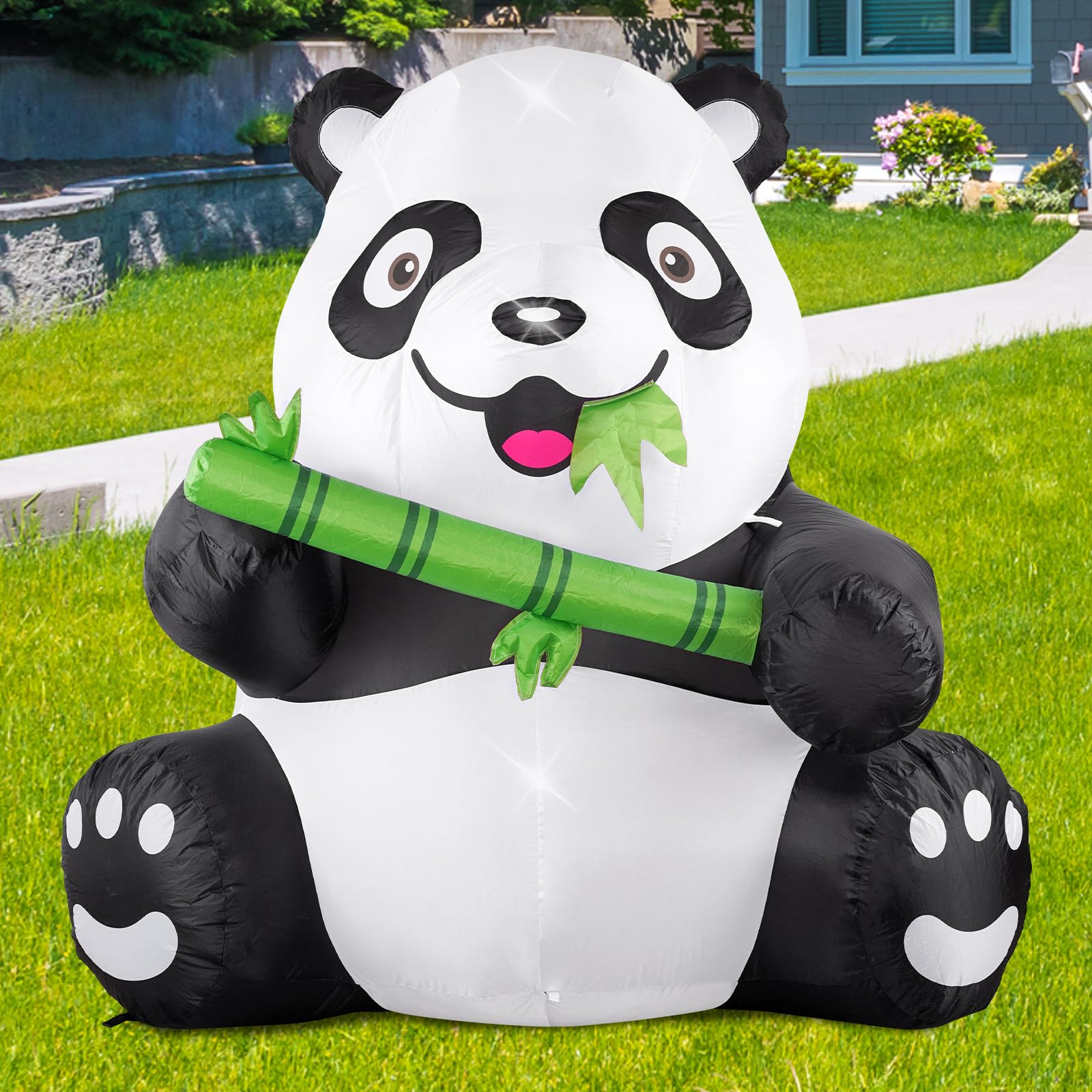 Photo 1 of 5Ft Tall Large Panda Inflatable Decorations with Built-in LED Light, Panda Blowup Decor for Outdoor Yard, Birthday, Theme Party
