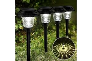 Balhvit Glass Solar Lights Outdoor, 8 Pack Super Bright Solar Pathway Lights, Up to 12 Hrs Long Last Auto On/Off Garden Lights Solar Powered Waterproof, Stainless Steel LED Landscape Lighting for Yard