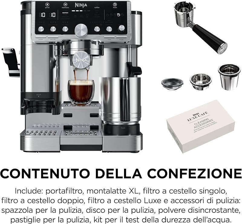 Luxe Café Pro, Macchina da Caffè in Grani Semi-Automatica, Argento