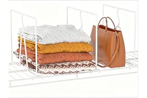 Saccik Wire Shelf Dividers for Closet: Tall 16 Pack 12-Inch Deep Adjustable Organizer for Shelves,Metal Rack Separator for Clothes, Purses & Bags，No Tool