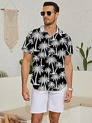 LuckLemocor Mens Hawaiian Shirt Tropical Button Up