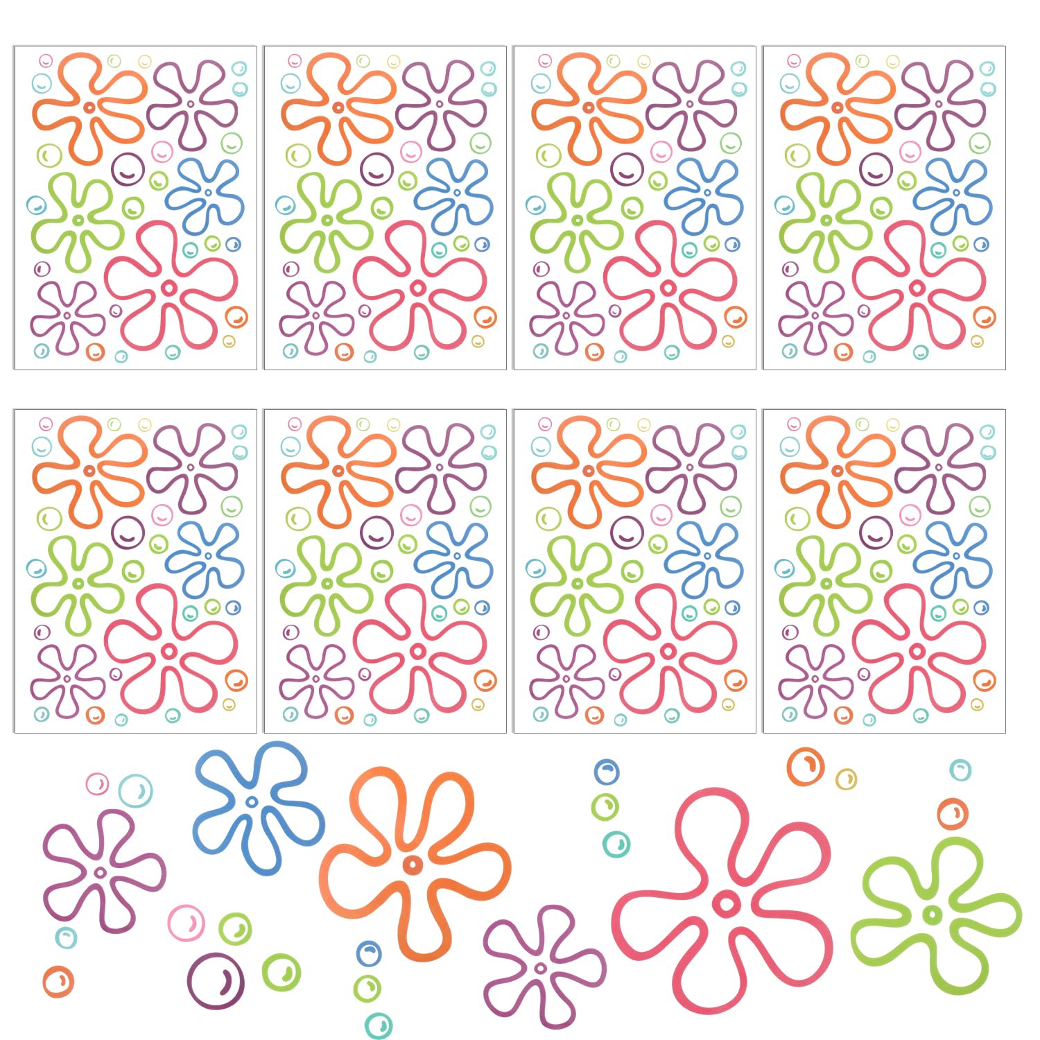 8pcs Bubbles Wall Decals, Bubbles Sticker Flowers Bubbles Wall Decals Wall Stickers Colorful Bathroom Decor for Girls Teens Adults Bathroom Wall Decor Boys