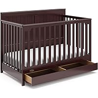 Graco Hadley 5-in-1 Convertible Crib with Drawer (Espresso) – Crib with Drawer Combo, Includes Full-Size Nursery Storage Draw